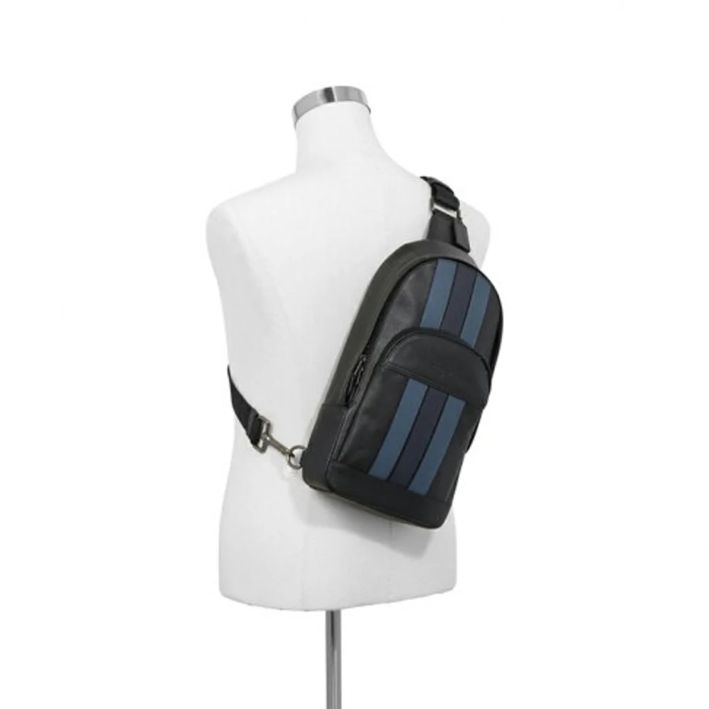 Coach Houston Crossbody Bag with Varsity Stripe Black and Blue Belt Bag - Picture 3 of 11